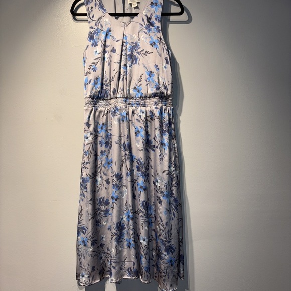 Coldwater Creek Radiant Reflections Dress Bluish Gray Floral Silk Sleeveless 8P - Picture 1 of 10